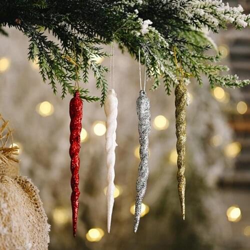 40%HOT12Pcs/5Pcs Christmas Tree Simulation Ice Icicles DIY Decorations Hanging Pendant