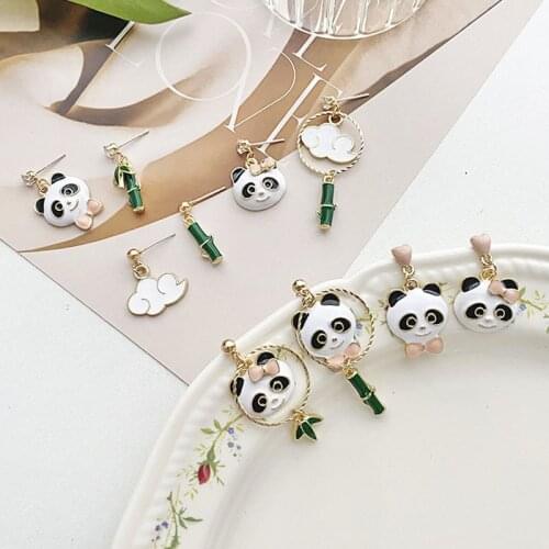 Cute Animale Panda Earrings For Women Simple Lovely Chinese Style Bamboo Leaves Drop Earring Good Gift