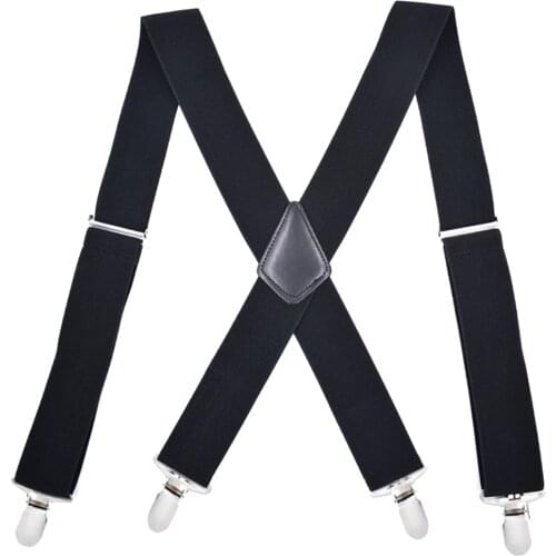Men Braces Suspenders 5cm Back Heavy Duty Biker Snowboard Trousers Elastic 4 Clips JL