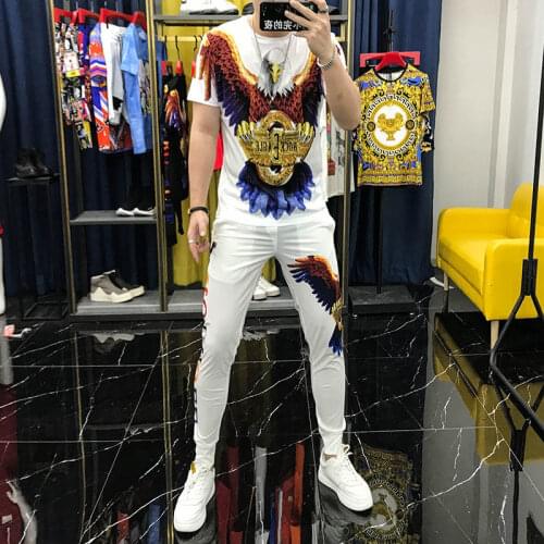 2021 Mens Suit Summer Students Korean Slim Fashion Handsome Ice Silk Short Sleeve Clothes Mens Set