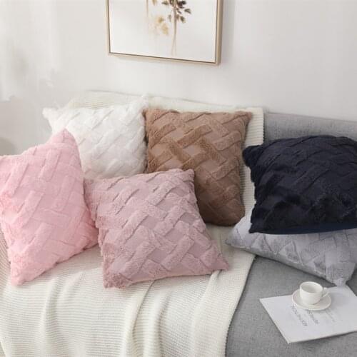 Soft Rabbit Fur Plush Cushion Cover 45x45cm Home Decor Pillowcase Modern Minimalist Bedroom Sofa Decorative Pillows Cover 1PC