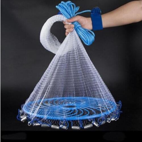High strength line cast net Fishing Net With Disc Small Mesh American Style Throw Network Outdoor Casting Net