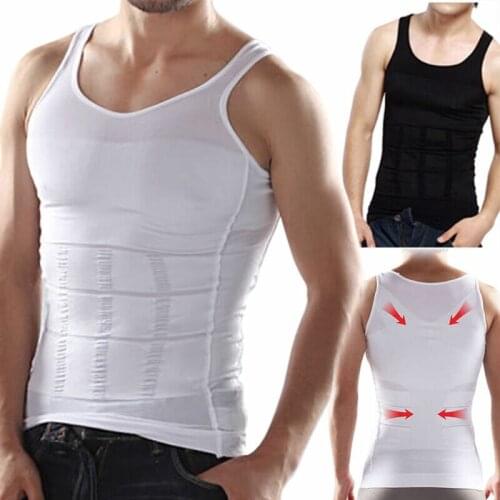 New Sexy Mens Slim Body Shaper Belly WaistcoatTummy Fatty Underwear Vest T Shirt Corset Shapewear Plus Size