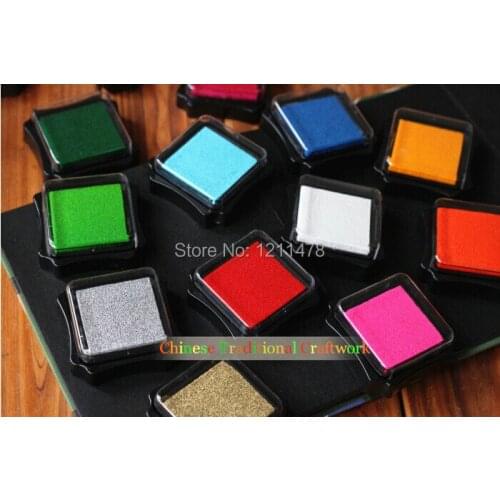 Wholesale 6*6cm big stamp ink pad set color inkpad for rubber stamps scrapbooking fingerprint and office 15 colors
