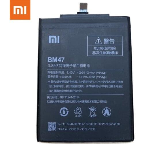 Xiao Mi Original BM47 4100mAh Battery for Xiaomi Redmi 3 / 3S / 3X / 3 Pro / 4X Phone Replacement Batteries