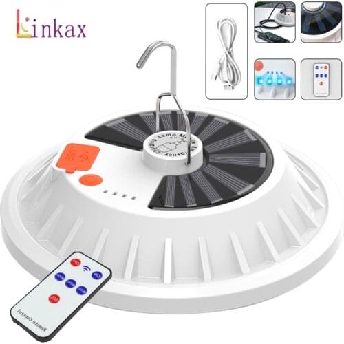 Portable LED Light Bulb Solar Remote control Rechargeable Solar Charge Lantern Emergency Light Hook Night Light Outdoor Camping