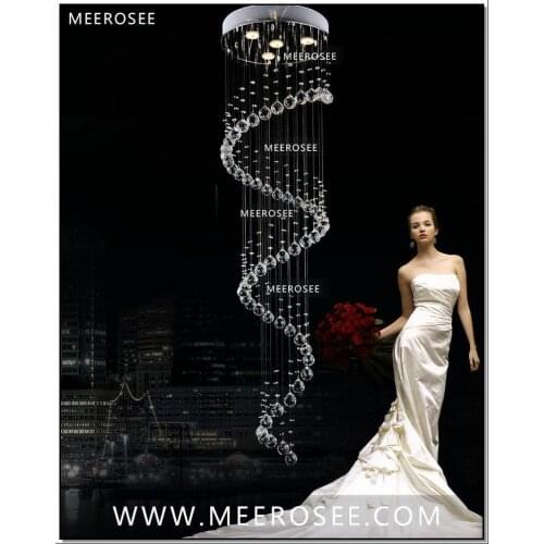 Spiral Crystal Ceiling Light fixtures Long crystal light for Ceiling Lamp stair and staircase With 4 GU10 Bulbs MD1014