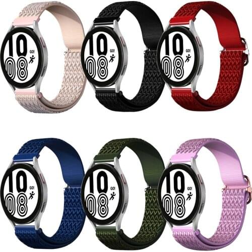Nylon Adjustable Strap for Samsung Galaxy Watch 4 40mm 44mm Sports Band Diamond Pattern Bracelet for Galaxy Watch 4 Classic