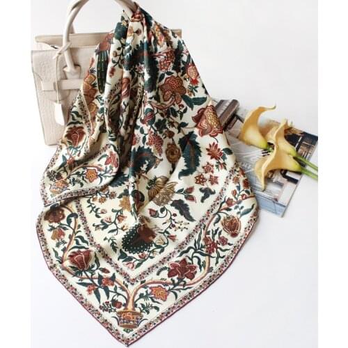 Luxury Brand Women Scarf Summer Silk Scarves Shawls Lady Wraps Silky Pashimina Female Echarpe Designer Flower Printed Bandana