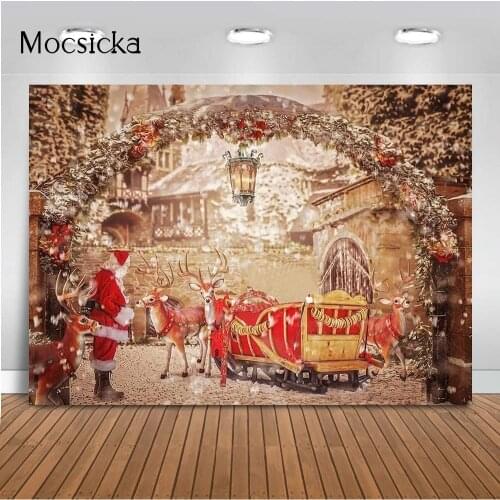 Christmas Backdrop Noel Kids Family Photo Backdrop Snowflake Santa Background Reindeer Portrait Studio Photography Banner Poster