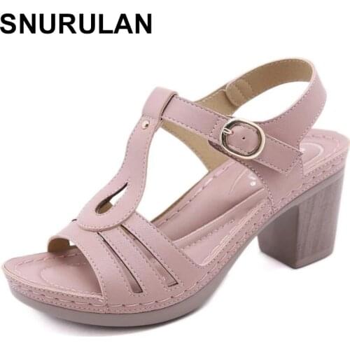 SNURULAN Womens Summer Shoes Platform High Heels Sandals 2021 large size Thick Heels Waterproof Shoes Fish Mouth Footwear Woman