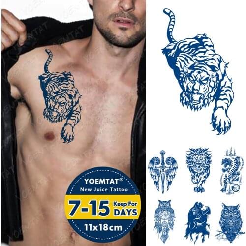 Juice Lasting Ink Tattoos Body Art Waterproof Temporary Tattoo Sticker Lion Dragon Totem Tatoo Arm Fake Tiger Sword Wing Tatto