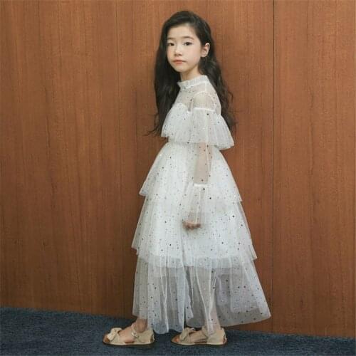 Girls wedding dress white layered dress blingbling star dress princess toddler babies anniversaire enfant girls dress