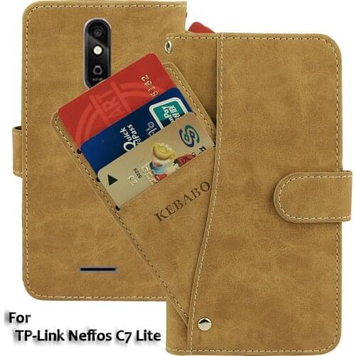 Vintage Leather Wallet TP-Link Neffos C7 Lite Case 5.45" Flip Luxury 3 Front Cover Magnet Stand Phone Protective Bags