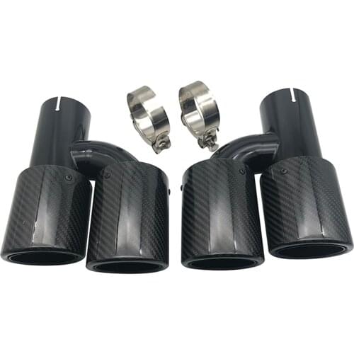 Exhaust pipe tail mouth H-shaped double-out nozzle carbon fiber twill grilled blue tail throat four-out tail throat silencer