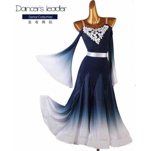 Modern Dance High-end Custom Flowing Sleeves Gradient Color Tango Female Adult Professional Ballroom Dance Performance Costume