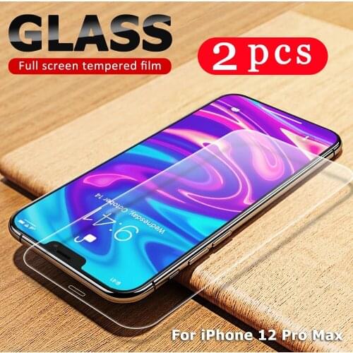 2Pcs 9H glass for iPhone 12 mini 11 pro XS Max X XR SE 2020 8 7 6 6s plus phone screen protector tempered glass protective film