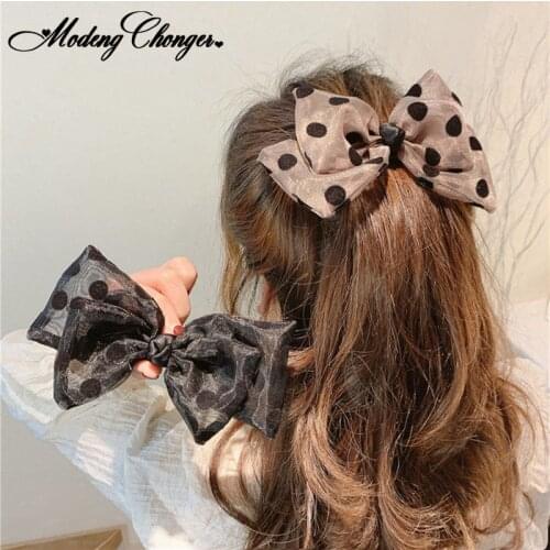 New Arrival Romantic French Dots Yarn Barrettes Bows For Woman Girls Hairpin High Quatity Hair Clips Headwear Hair Accessories