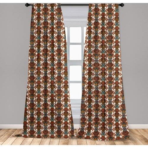 Aztec Curtains Design Latin American Culture Exotic Civilizations Vibrant Color Scheme Window Treatments for Living Room Bedroom
