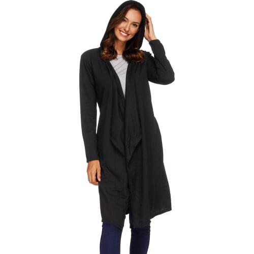 Womens Fall Winter Sollid Pleated Elastic Waist Hooded Knitting Knitwear Hoodie Lady Jacket Sweatshirt Cloak Outerwear Long Coat