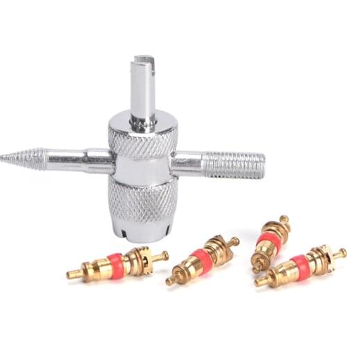 1set 4 Way Car Truck Tire Screwdriver Valve Stem Core Remover Installer Tool Tyre Valve Core Tools Valve Core High Quality