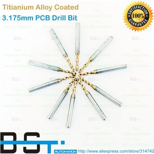 10pcs/lot 3.175mm Cnc Carbide Coated Pcb Drill Bits Carbide Micro Drill Bits For Pc Boards Plastics Fiberglass Wood Soft Metals