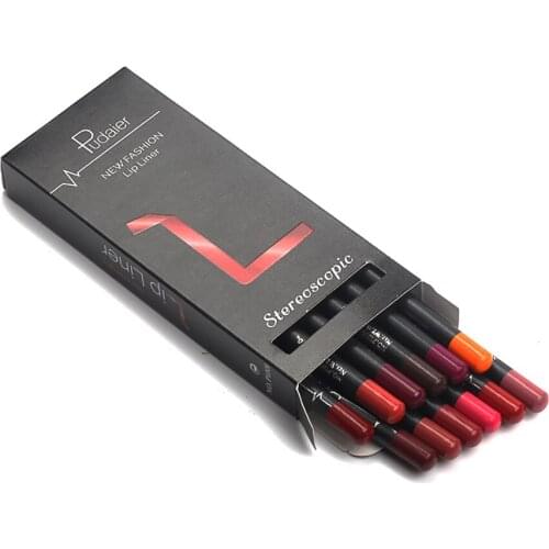 12 Color Lip Liner Waterproof Sweatproof And Non-Tipping Color Makeup Matte Velvet Lipstick Pen Lipstick Beauty Cosmetics