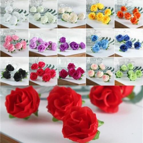 50PCS/lot Simulation Silk Rose Flower Head Artificial DIY Little Bud Wedding Decorated DIY Fake Foam Flowers Cheap