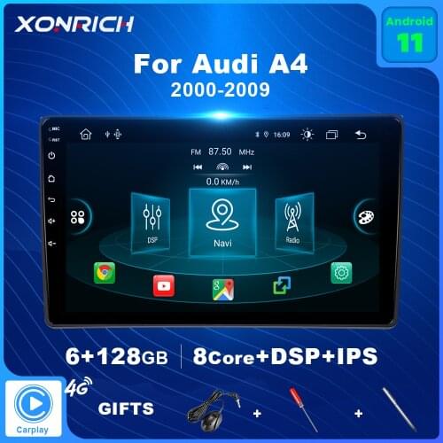 Android 11 6GB+128GB DSP Car Radio Multimedia Player For Audi A4 B6 2000-2009 IPS GPS 8 Core Navigation Carplay RDS No 2Din DVD