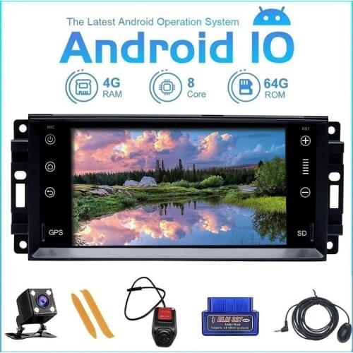 ZLTOOPAI Car Auto Radio For Dodge Ram Challenger Jeep Wrangler JK Android 10 GPS Navigation Multimedia Player DVD OBD2 MIC Cam