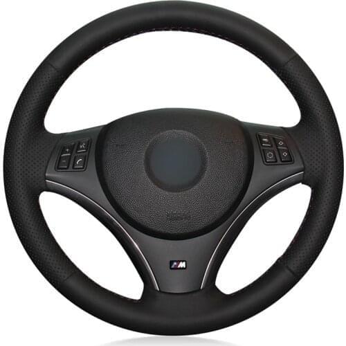 Car Steering Wheel Cover Hand-stitched DIY Soft Black Genuine Leather For BMW E90 E91 E92 E93 X1 E84 E87 E81 E82 E88