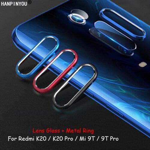 For Xiaomi Mi 9T / Redmi K20 Pro Back Camera Metal Circle Ring Cover + Soft Ultra Thin Lens Tempered Glass Film Protector Guard