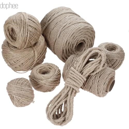 Dophee 1-5mm Jute Fabric Rope Twine Rolls Hemp Twisted Cord Macrame String DIY Basket Craft Cat Pet Scratching Handmade Decor