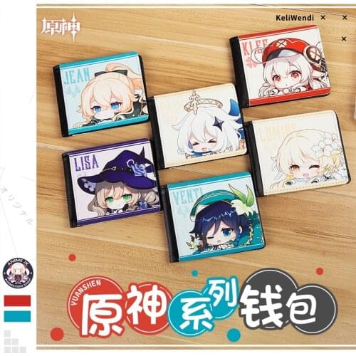 Game Genshin Impact Klee Lumine Paimon Jean Lisa Venti PU Purse Card Holder Bag Billfold ZERO Wallets Student Cosplay Xmas Gifts