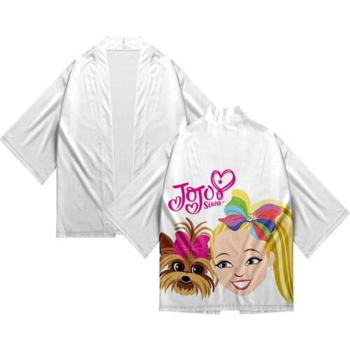 New Design 3D Printed JOJO SIWA Kimono T Shirts Women Men Summer Cardigan Casual White Hip Hop Boys Girls Sun Protection Shirt