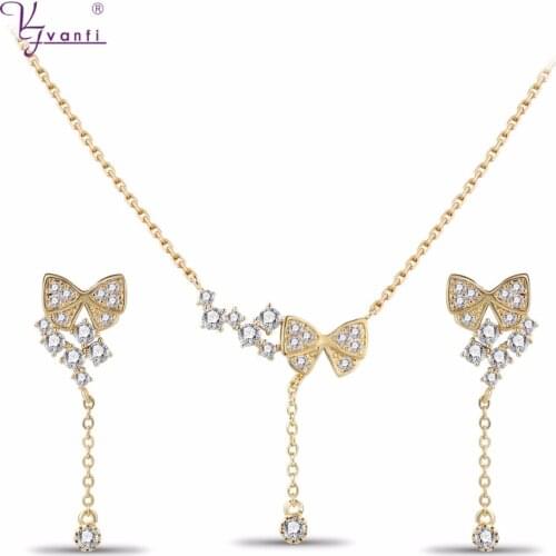Korean Necklace&Earrings Butterfly Shape Jewelry Sets For Women Love Valentine 's Day Gift