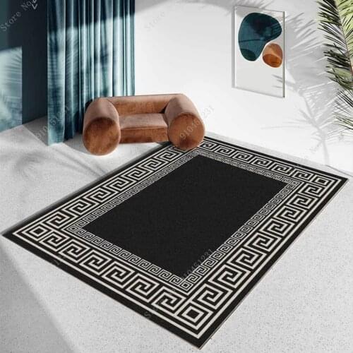 Carpet For Living Room Modern Black White Geometry Rectangle Home Bedroom Bedside Rug Kitchen Floor Door Mat Absorb Oil Area Rug