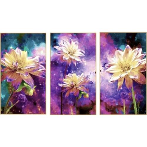 Colorful Flowers Pattern Modern Style Frameless Painting Wall Art Decoration