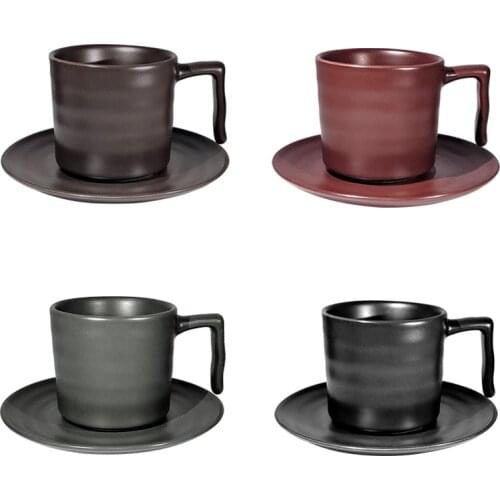 Creative Coffee Cup Matte Coffee Cup Set Simple Ceramic Cup with Saucer Household Saucer Cup Set Good Quality and Many Colors