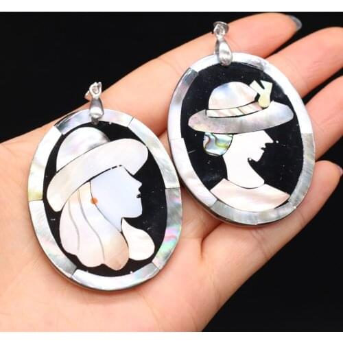 Hot Sale Natural Shell Beauty Avatar Charms European American Abalone Shell Series Pendant for Women Jewelry Making DIY Necklace