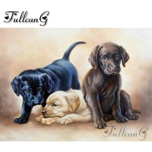 FULLCANG diy square/round drill labrador diamond painting naughty dog 5d mosaic full embroidery animal cross stitch kit FC626
