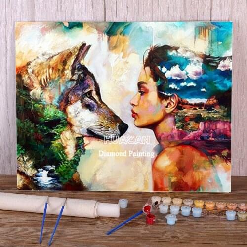 Beauty Wolf Animal Coloring By Numbers Painting Set Oil Paints 40*50 Paiting By Numbers Decorative Paintings Handicraft