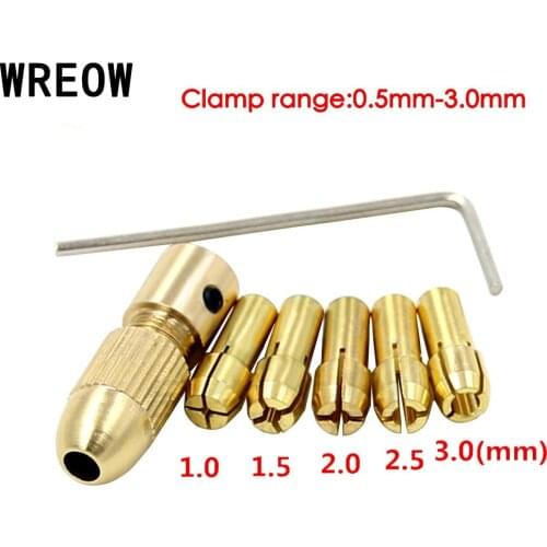 1.0-3.0mm 7Pcs Mini Drill Bit Collect Set Micro Small Electronic Twist Drill Chuck and Small Hex Wrench Set For DIY Working