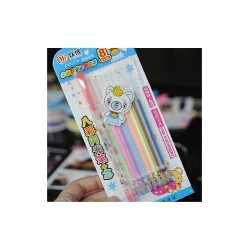 Genuine Eight Color Highlighter Korean Gouache Pen Handmade Childrens Brush DIY Photo Album Professional Color Pen