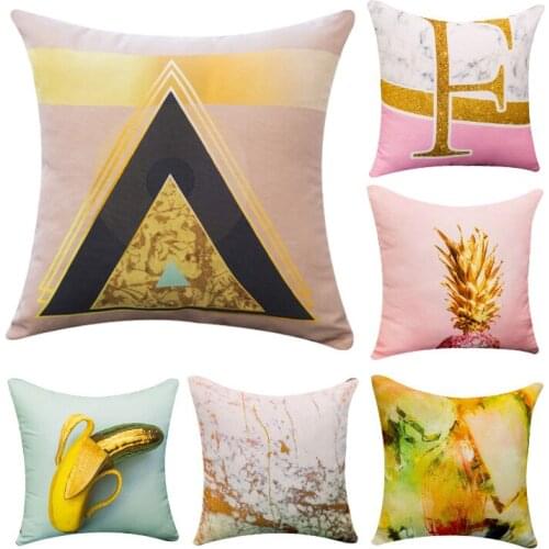 45x45cm Cross Pink Geometric Cushion Cover Fruit Throw Pillow Case Polyester Cotton Cushion Cover For Bedroom Sofa Home Decor