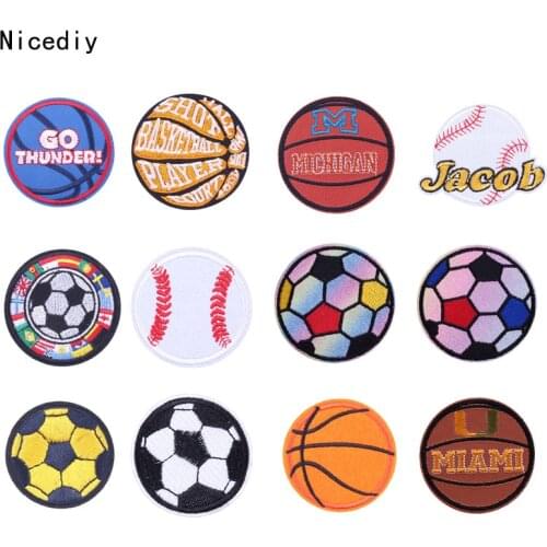 Nicediy Football Basketball Embroidered Patch Iron on Patches On Clothes Soccer Ball Patch Sport sticker Applique Badges C