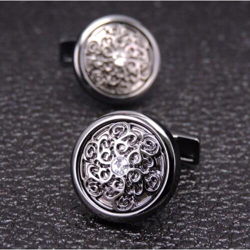 Novelty Luxury Black circular retro pattern Cufflinks For Mens Women Fashion Novel Cufflink Brand Shirt Cuff Links Wedding Gift