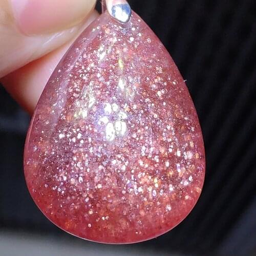 Natural Red Ice Strawberry Quartz Pendant Necklace Women Men Love Crystal Reiki Best Stone Water Drop Jewelry AAAAA