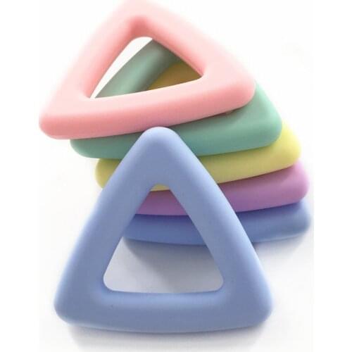 Chenkai 10PCS Silicone Triangle Teether Beads DIY Baby Teething Pacifier Pendant Nursing Dummy Sensory Toy Accessories