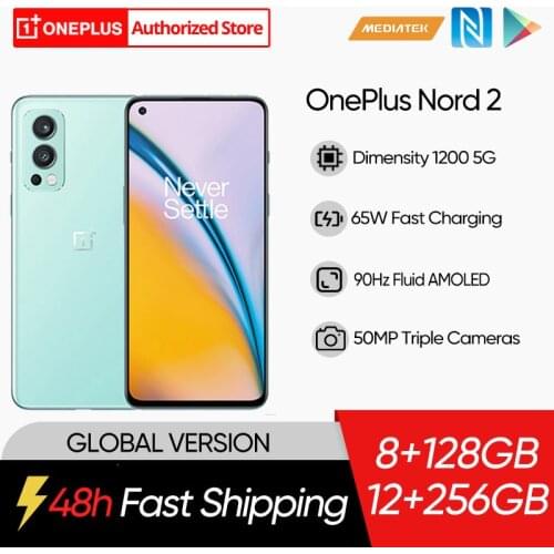 Global Version OnePlus Nord 2 5G Smartphone 8GB 128GB Dimensity 1200-AI 50MP AI Camera Warp Charge 65 90Hz Fluid AMOLED Display
